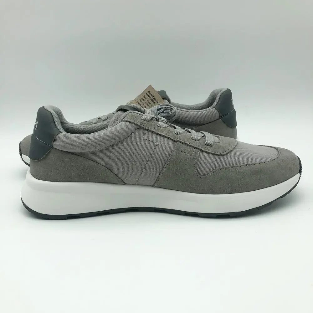 Toms Mens TRVL LITE Retro Runner Casual Sneakers Size 12 Grey Suede Twill NIB